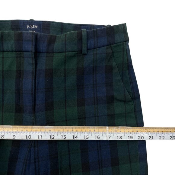 J. Crew Kallie Pant Women's 14 Green Blue Tartan Plaid Cotton Blend W 35 X L 26 - Picture 6 of 11